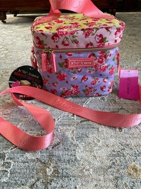 Betsey Johnson Pink and Lavender Floral Insulated Lunch Bag